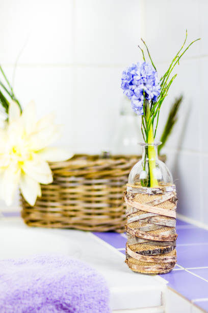 istock Purple hyacinth decoratively arranged in the bathroom 884255692