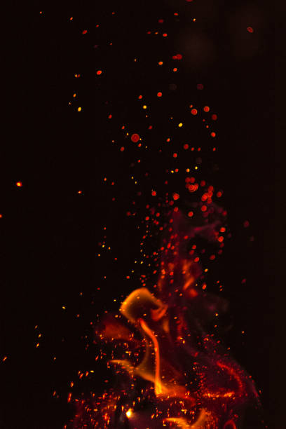 istock Red hot flames of fire isolated on black 884263354
