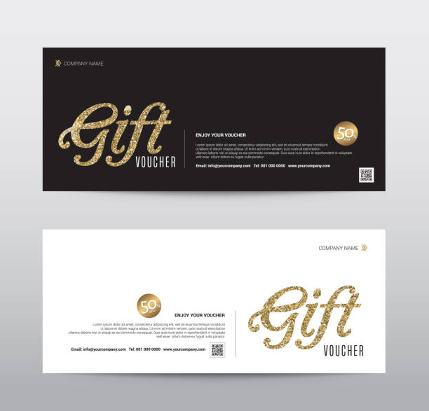 Gift Voucher Template Promotion Sale discount, Gold glitter background, vector illustration Gift Voucher Template Promotion Sale discount, Gold glitter background, vector illustration gift card template stock illustrations