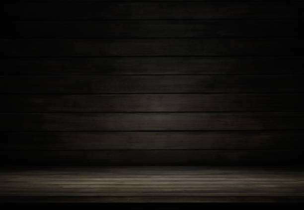 istock Dark wood room and studio background, can be used display product 884272936