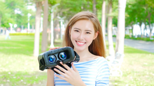 istock beauty woman use VR 884282482