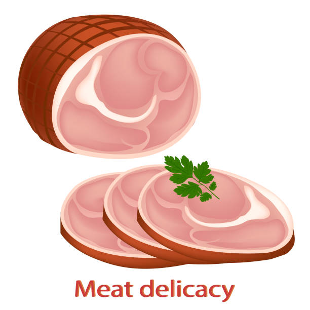 40+ Smoked Ham White Background Stock Illustrations, Royalty-Free