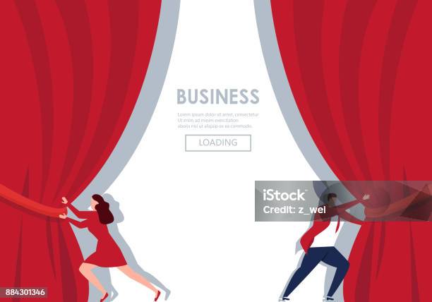 Men And Women Kicked Off Together Stock Illustration - Download Image Now - Curtain, Stage Theater, Opening