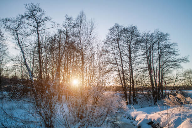 istock River on the frozen winter day 884330818