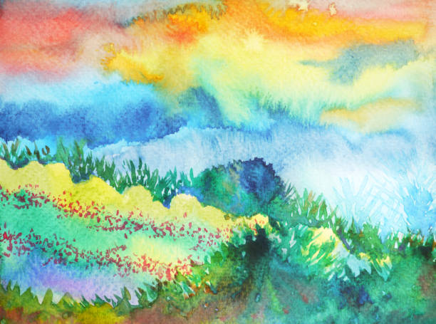 istock abstract mountain watercolor painting landscape hand drawn design illustration 884343896