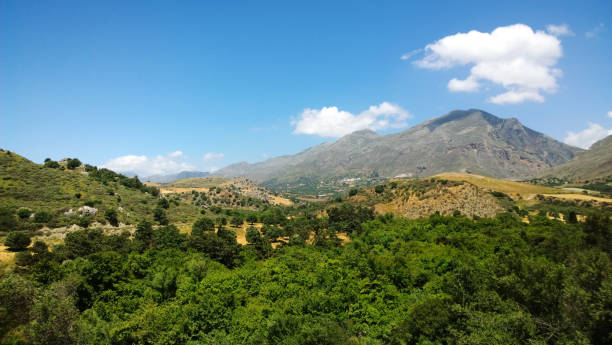 Panoramic view of the nature of the island of Crete in the spring stock photo