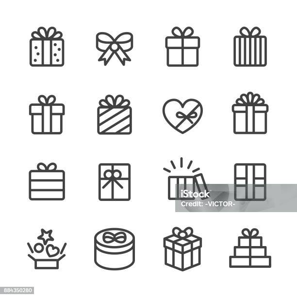 Gift Box Icons Line Series Stock Illustration - Download Image Now - Gift, Icon, Symbol