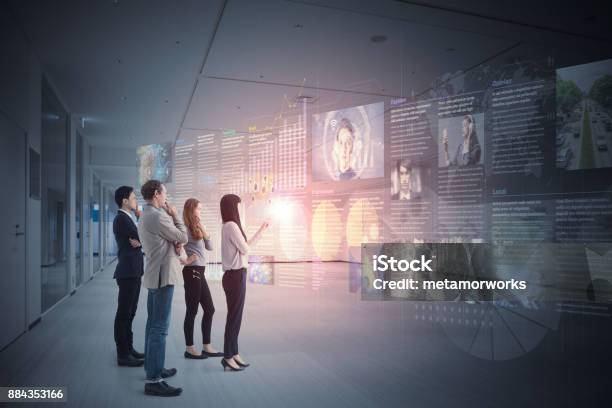 Group Of People And Information Communication Technology Concept Stock Photo - Download Image Now