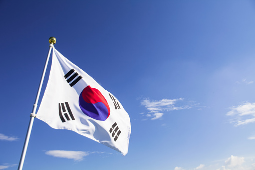 Waving at the sky of korean flag