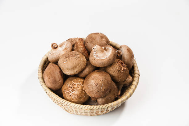 istock Shiitake mushrooms in a basket 884367892