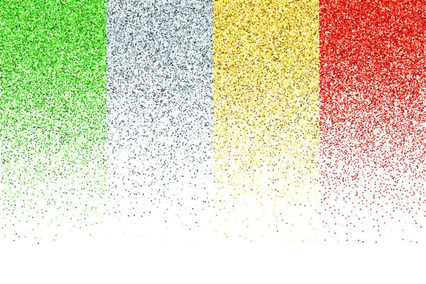 Vector illustration of Vector green, silver, gold and red glitter gradient background