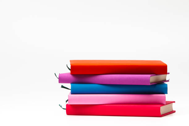 istock Stack of color books with book marks 884371980