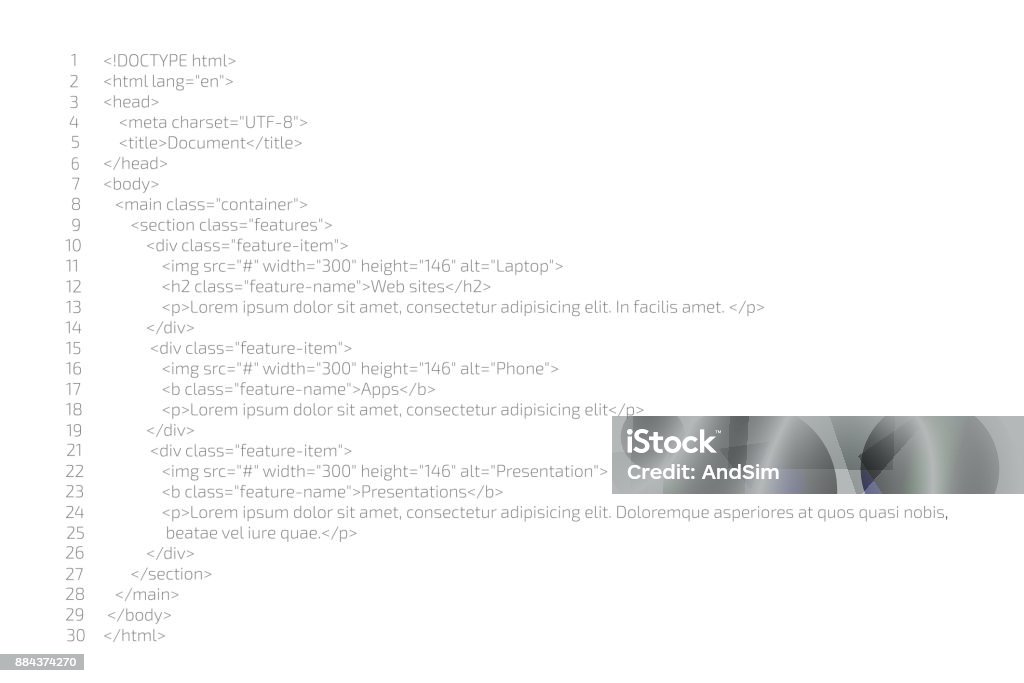 Html Code Website Coding Programming Concept Vector Illustration Stock ...
