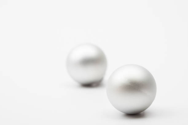 istock Christmas silver Balls isolated on white background 884375116