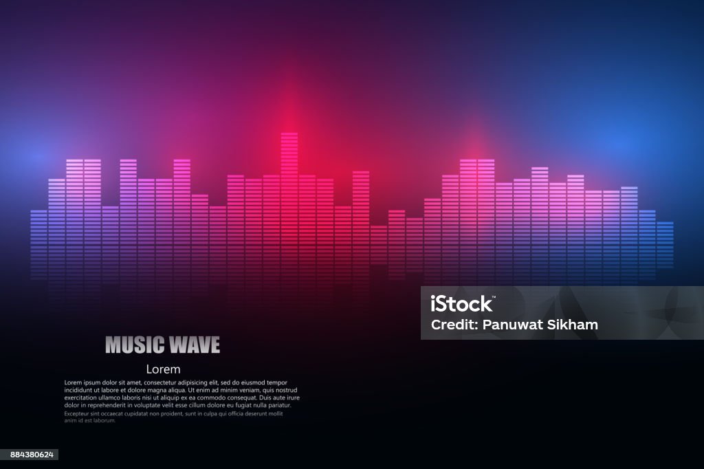 Sound waves oscillating glow light, Abstract technology background - Vector Sound Mixer stock vector