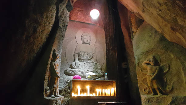 istock Stone buddhist statue in south korea 884383620