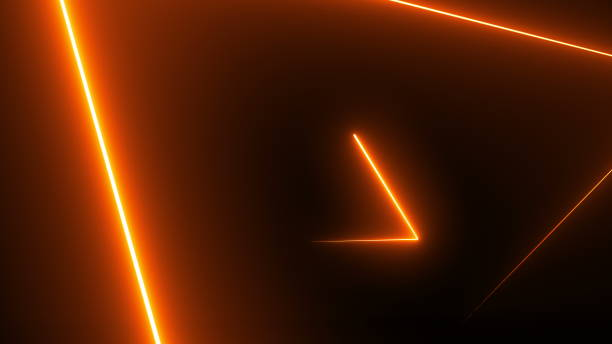 Abstract background with neon triangles stock photo