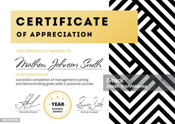 Certificate Of Appreciation Template Design Elegant Business Di Stock Illustration - Download Image Now