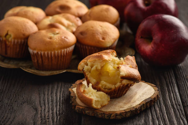 istock Homemade muffins with apple stuffing. 884391302