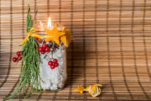 istock christmas hand made candle craft on the eastern style wooden tablecloth 884440794