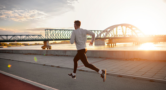 Runner in the morning ,running fast