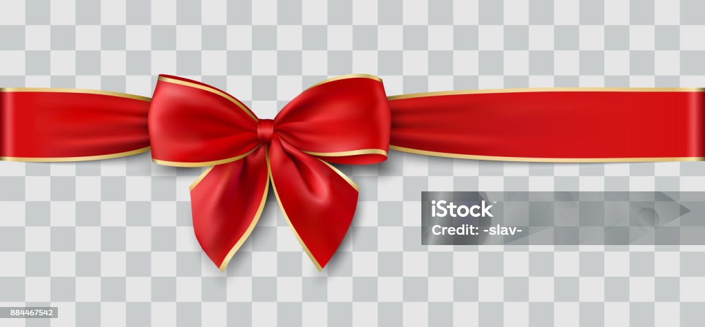 vector Christmas ribbon red ribbon and bow with gold, vector illustration Christmas stock vector