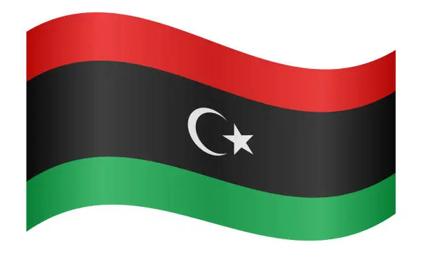 Vector illustration of Flag of Libya waving on white background
