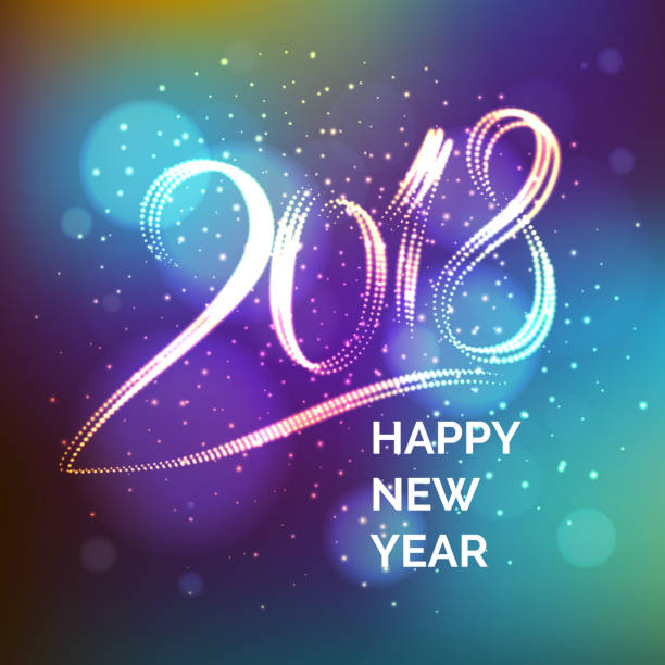 istock Happy New year 2018. Bright poster with an inscription and a snowy background 884471156
