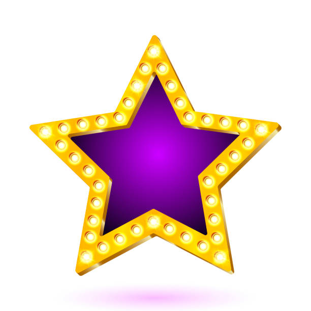 istock Vector illustration of banner purple star frame with lights 884471166
