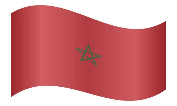 Vector illustration of Flag of Morocco waving on white background