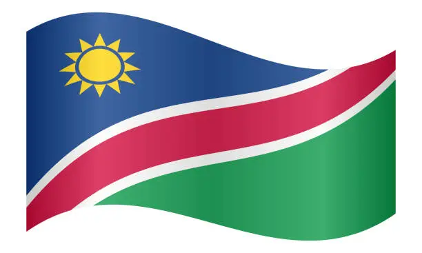 Vector illustration of Flag of Namibia waving on white background