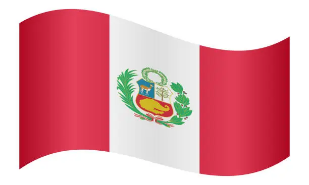 Vector illustration of Flag of Peru waving on white background