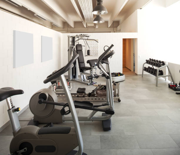 istock Modern house interior, fitness area 884501946