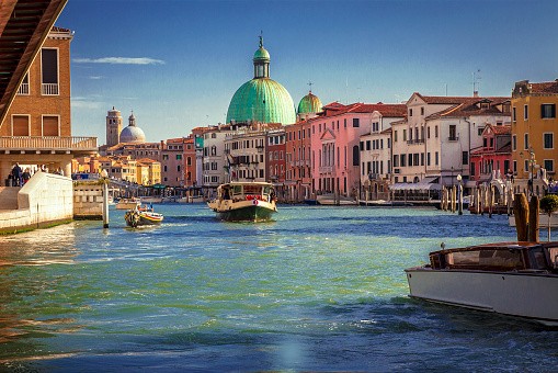 Beautiful panorama of the Grand Canal in Venice, Italy.
