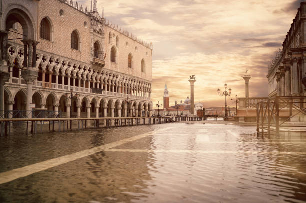 istock High tide or aqua alta at San Marco square, toned image. 884528498