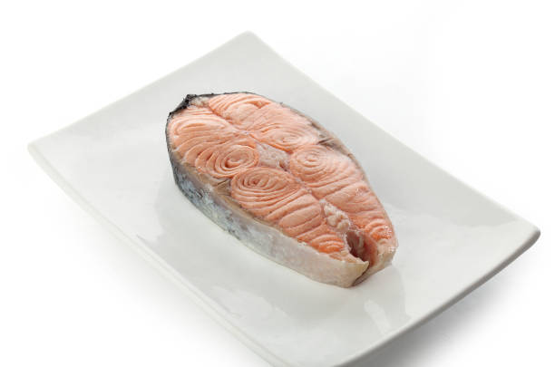 istock Steak of salmon on the plate 884556692