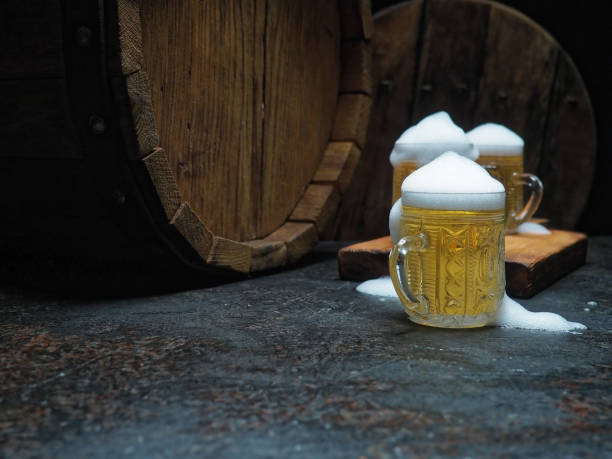 Beer on rustic bar counter
