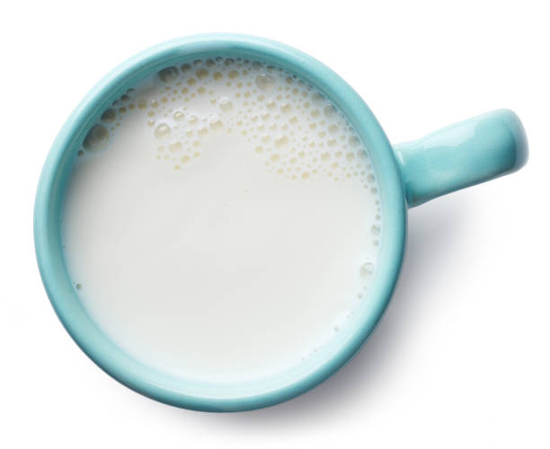 Blue cup of fresh milk