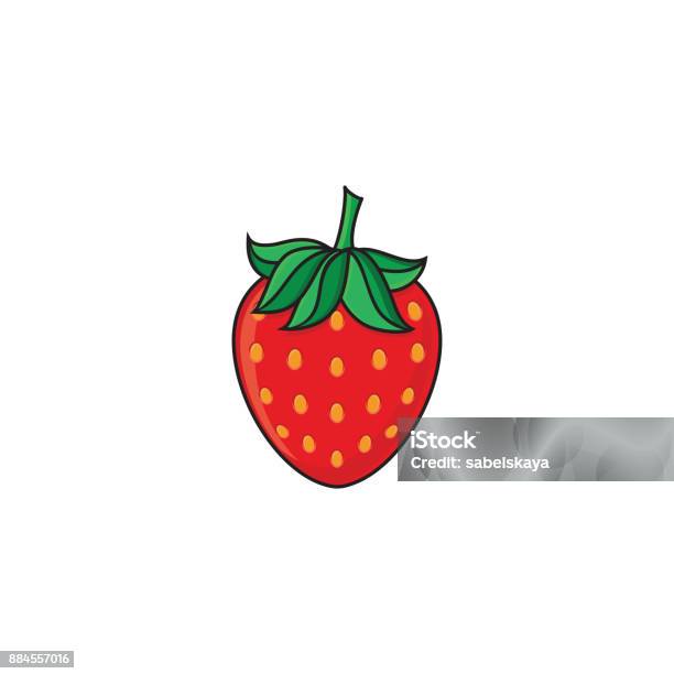 Vector Flat Sketch Style Red Fresh Ripe Strawberry Stock Illustration - Download Image Now - Active Seniors, Bell Pepper, Berry