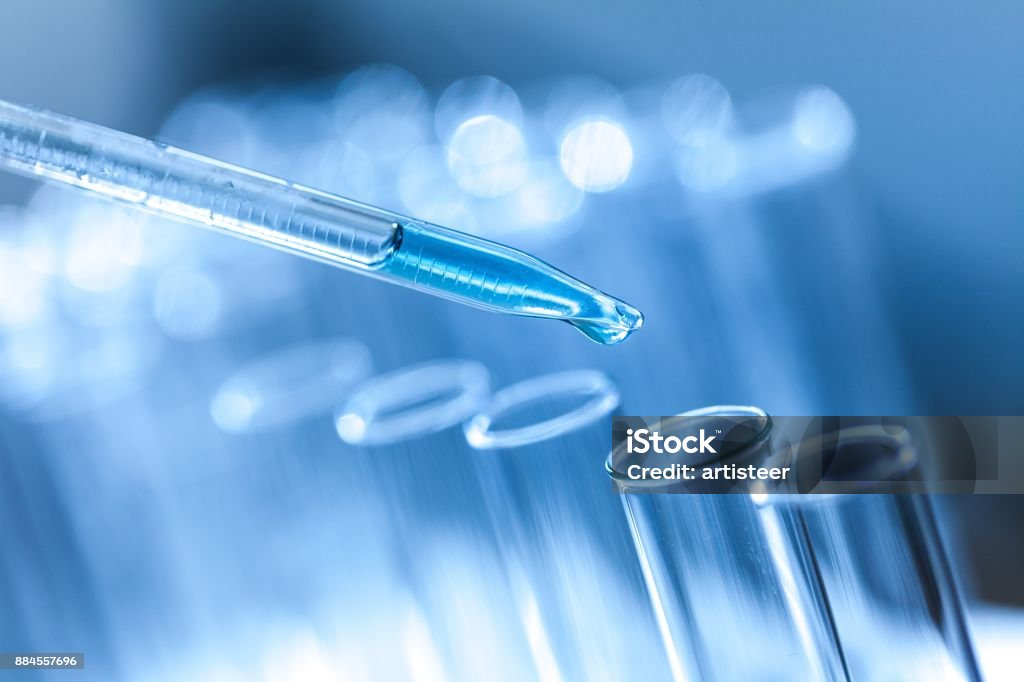 Analysis. Science laboratory test tubes, laboratory equipment Laboratory Stock Photo