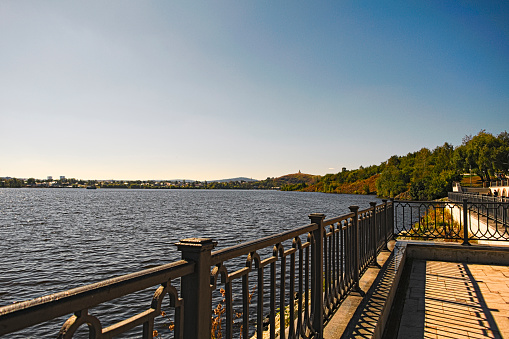 A wonderful summer landscape overlooking the embankment of Nizhny Tagil , Russia.