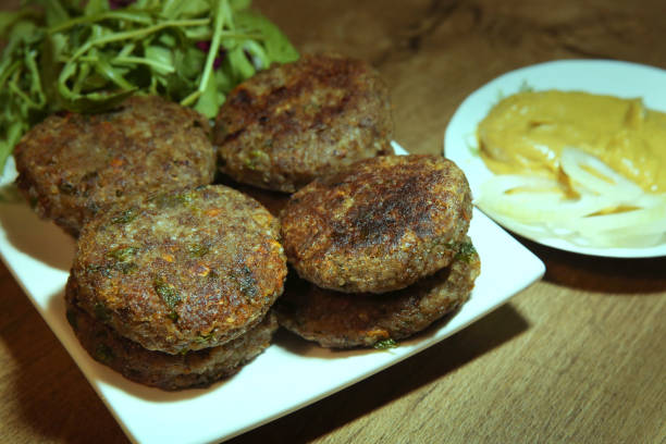 istock Buckwheat burgers in plate. 884599016