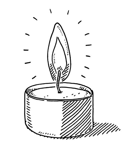 티 라이트 촛불 그림 - tea light candle white single object stock illustrations
