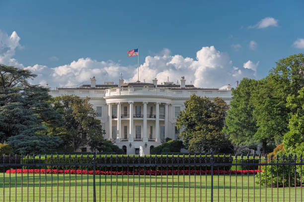 The White House in Washington DC The White House in Washington DC at sunny day, is the home and residence of the President of the United States of America and popular tourist attraction us president photos stock pictures, royalty-free photos & images