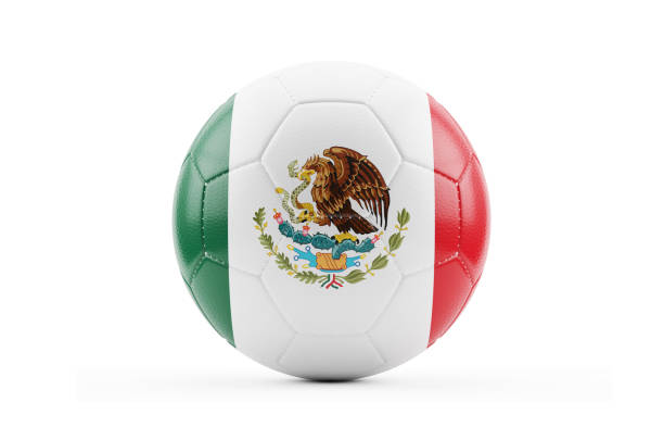 istock Soccer Ball Textured with Mexico Flag. Isolated on White Background 884629458
