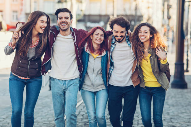 istock Happy friends in the city 884638044