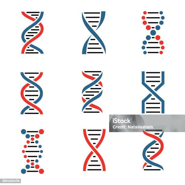 Dna Icon Set Isolated On A White Background Stock Illustration - Download Image Now - DNA, Helix, Icon Symbol