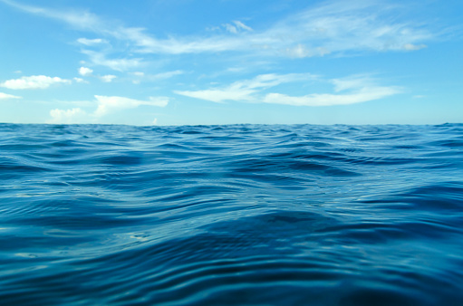 Calm ocean waters under the subtle light of early evening.