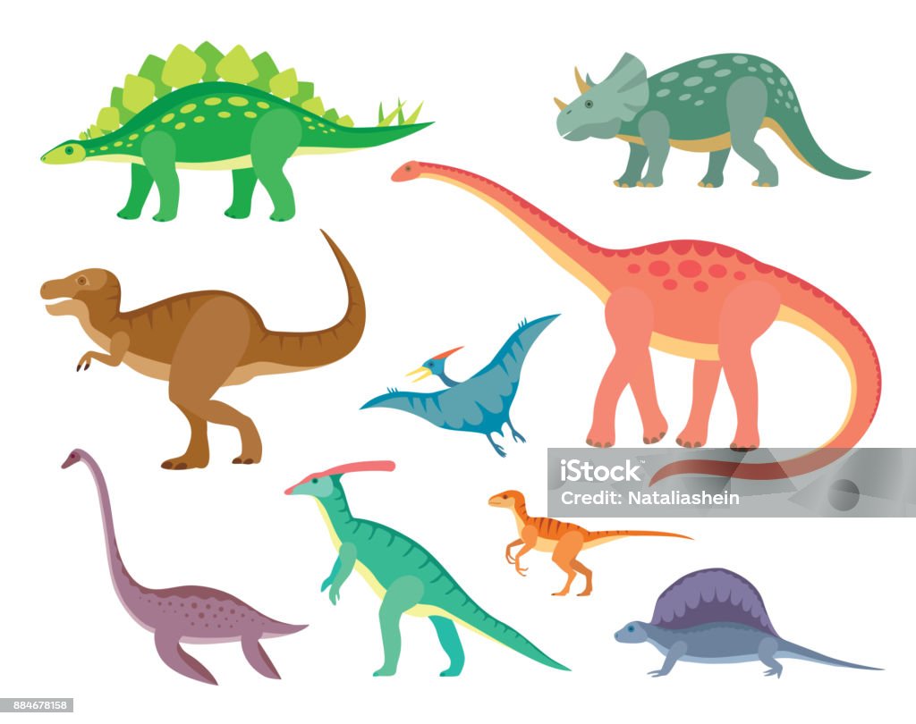 Ilustración de Con Varias Clases De Dinosaurios Pintados Color y más  Vectores Libres de Derechos de Dinosaurio - Dinosaurio, Velociraptor,  Pterodáctilo - iStock