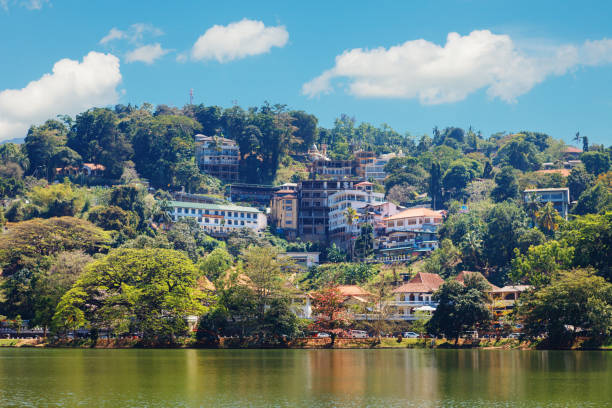 istock Kandy Lake and Kandy city aerial panoramic view 884689396